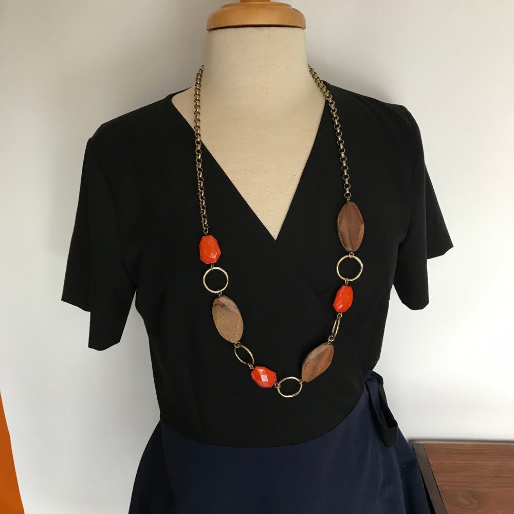 Banana Republic chunky mixed material long necklace - partial tag still on